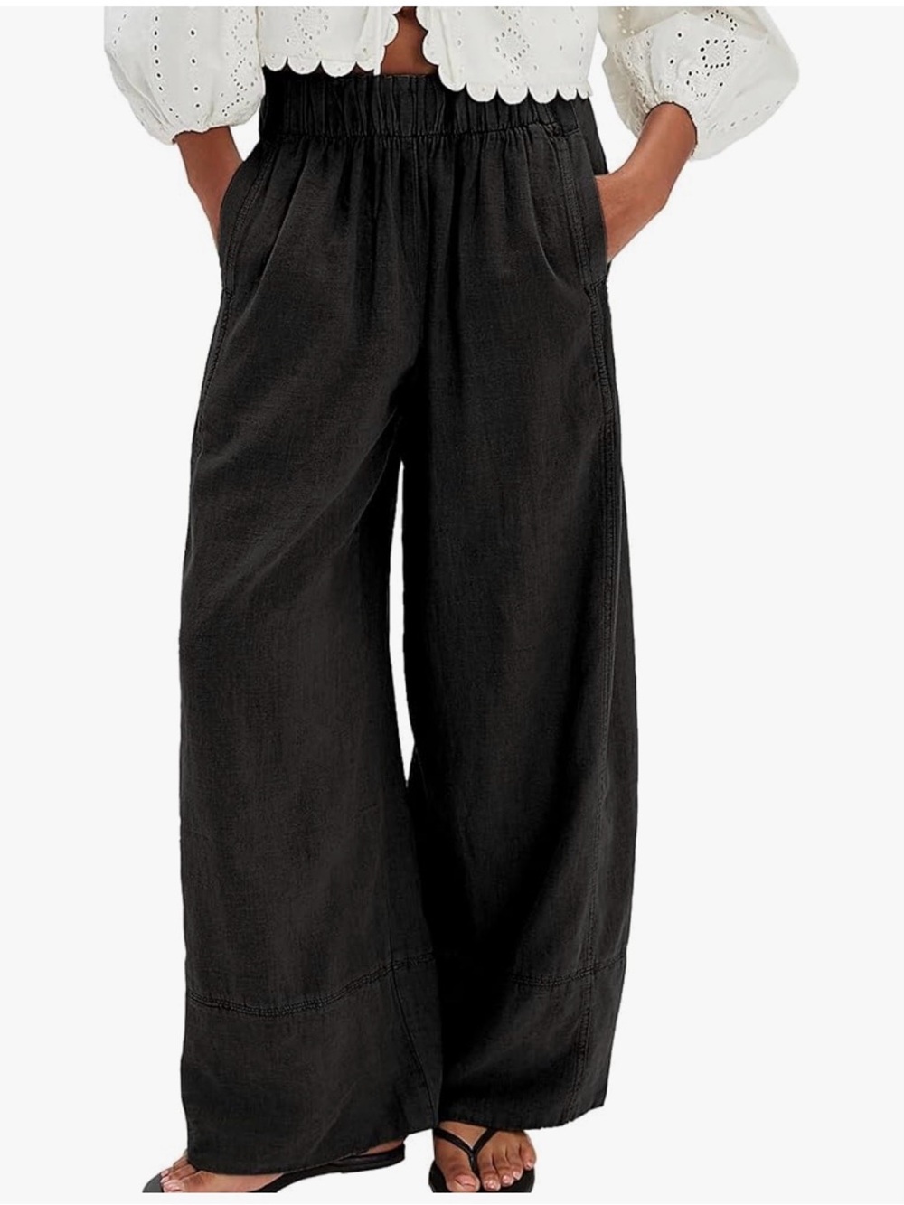 Wide Leg Palazzo Black Boho Flowy Summer Pants